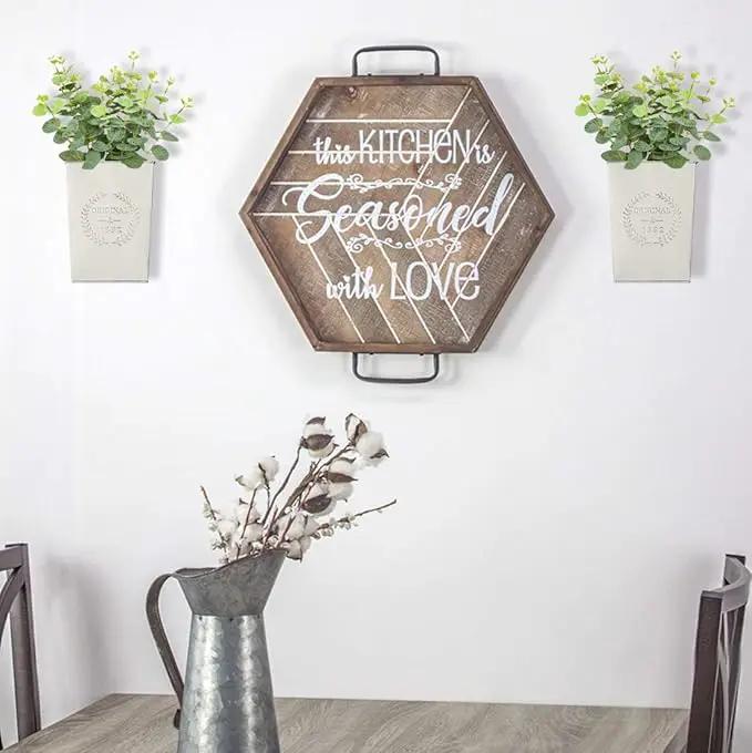 LESEN Set of 2 Farmhouse Metal Wall Planter,Rustic Wall Decor Country Hanging Wall Vase Box for Plants Flower Home Decoration by GreenHaven Gardens