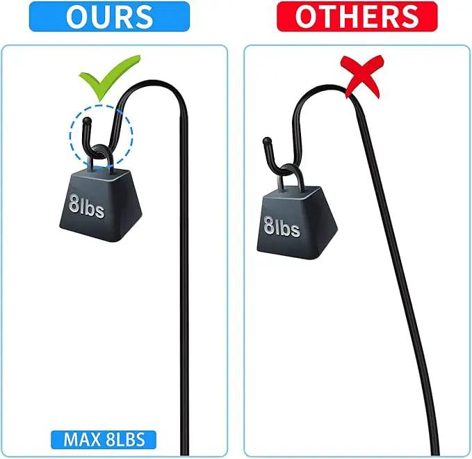 JOYSEUS Shepherd Hooks 2 Pack - 48 Inches High 1/2 Inch Thick Adjustable Rust Resistant Shepards Hooks for Outdoor Solar Lights, Lanterns, Flower Basket, Bird Feeder. by GreenHaven Gardens