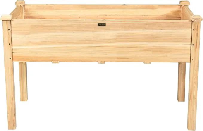 Giantex Raised Garden Bed Kit Elevated Planter Box for Vegetables Fruits Herb Grow, Heavy Duty Natural Cedar Wood Frame Gardening Planting Bed for Deck Patio Yard, 49.5"X23.5"X30.0" by GreenHaven Gardens