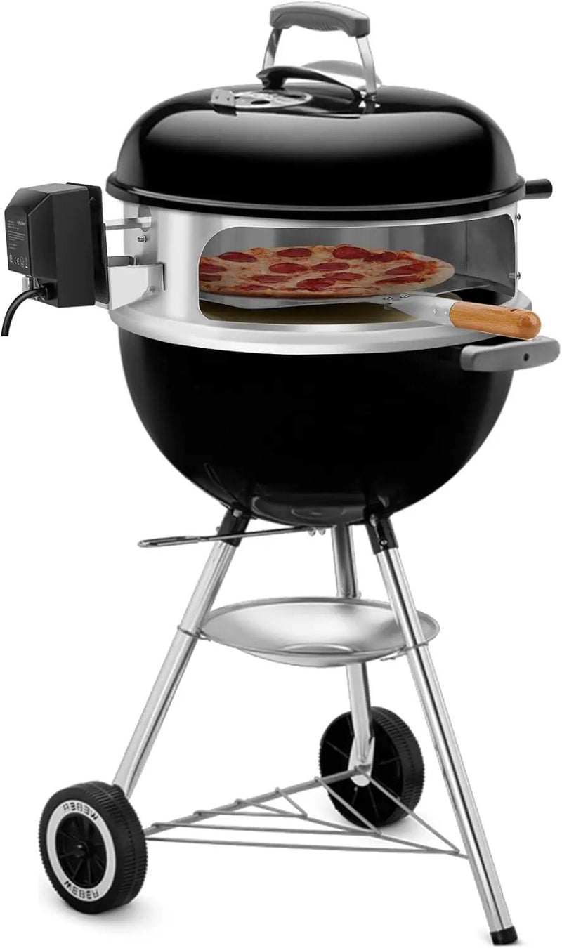 only fire Stainless Steel Multi-Purpose Rotisserie and Pizza Combo Kit for Weber 18" and Other Similar Kettle Grills - Include Pizza Peel and Pizza Stone by GreenHaven Gardens