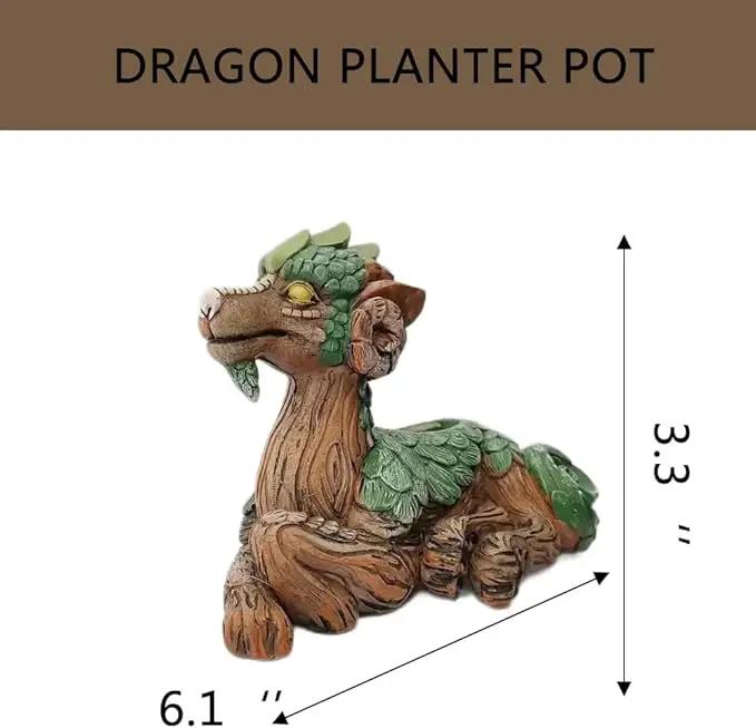Funny Dragon Planter, Resin Animal Planter, Dragon Statue Outdoor, Dragon Figurines, Unique Succulent Pots with Drainage Hole, Dragon Yard Decor for Outside Lawn Patio Patio Yard Ornament Gifts (B) by GreenHaven Gardens