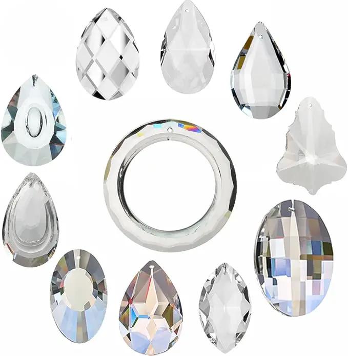 H&D 11pcs Clear Crystal Chandelier Lamp Lighting Drops Pendants Balls Prisms Hanging Glass Prisms Parts Suncatcher Home/House Decor by GreenHaven Gardens