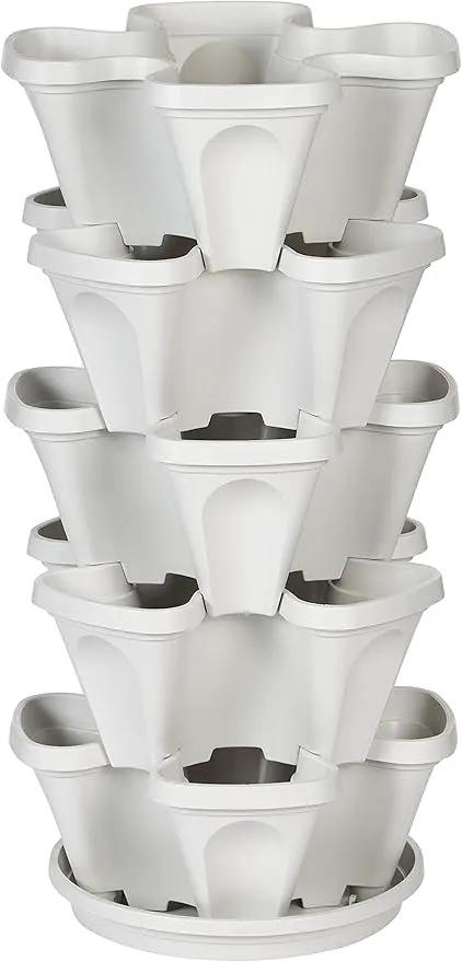Mr. Stacky 5 Tier Stackable Strawberry, Herb, Flower, and Vegetable Planter - Vertical Garden Indoor/Outdoor by GreenHaven Gardens