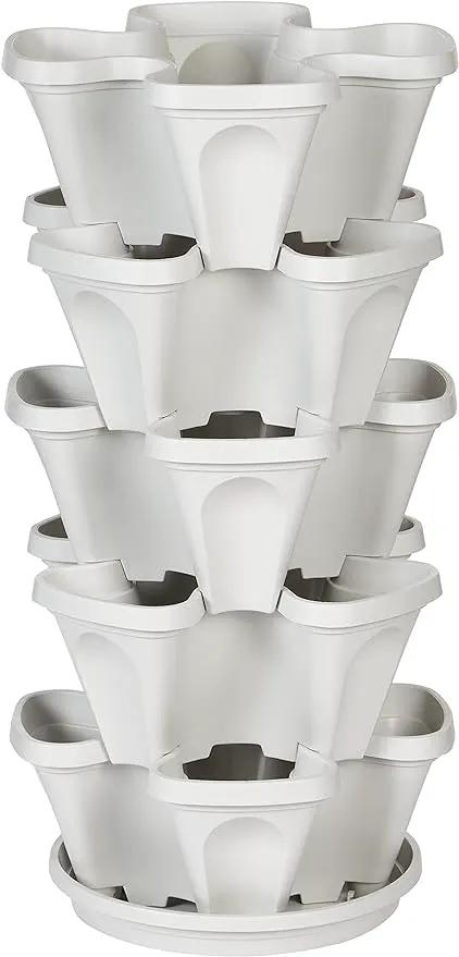 Mr. Stacky 5 Tier Stackable Strawberry, Herb, Flower, and Vegetable Planter - Vertical Garden Indoor/Outdoor by GreenHaven Gardens