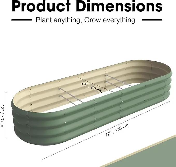 6x2x1ft Oval Galvanized Raised Garden Bed Outdoor 9-in-1 Large Metal Modular Planter Box Raised Beds for Gardening,Vegetables,Fruits,Flowers & Herbs (Green) by GreenHaven Gardens