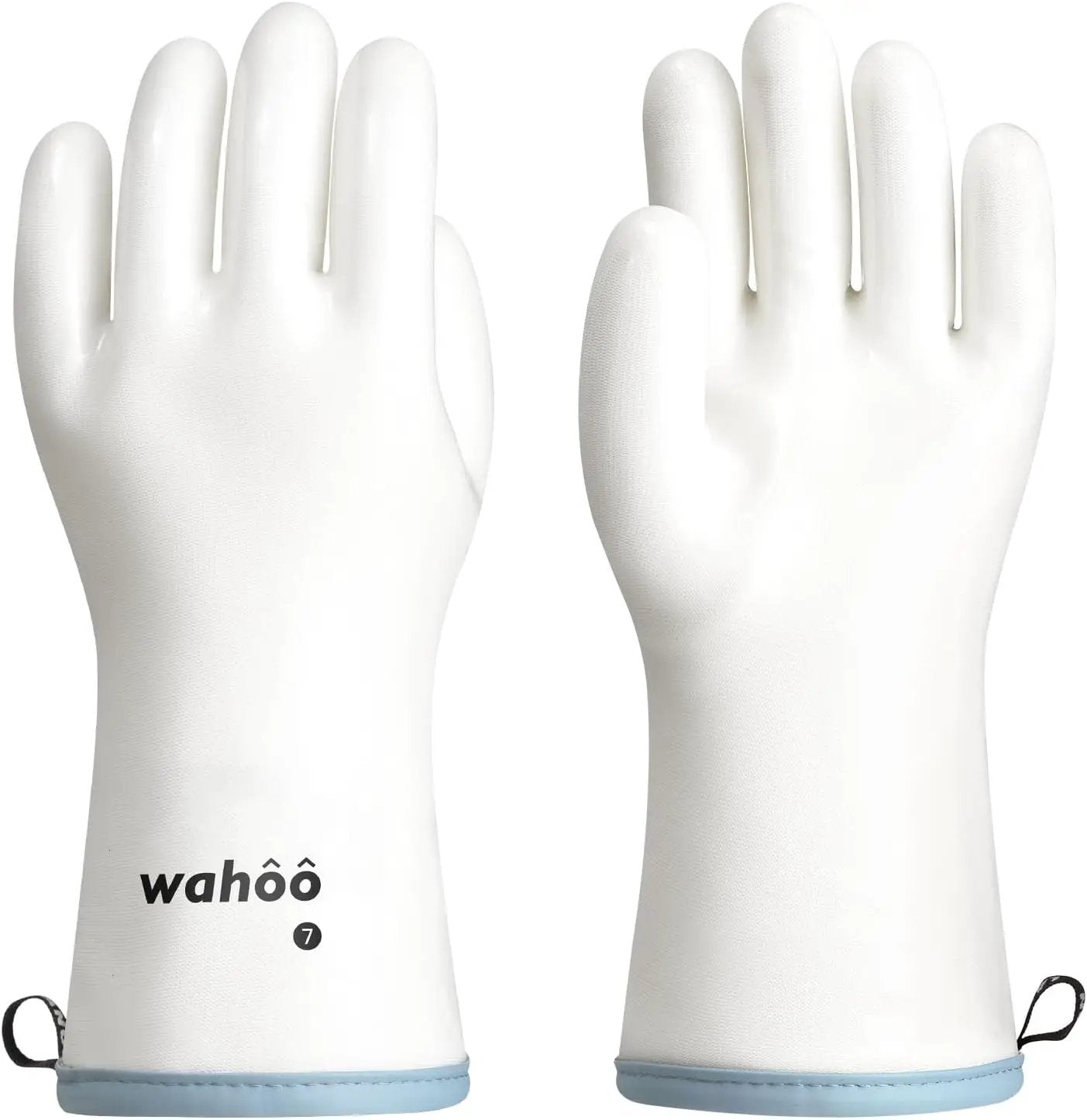wahoo Professional Liquid Silicone Oven Mitts Gloves, Heat Resistant Gloves for Cooking, Baking, CoralAir Liner, 12 Inch, White, X-Large by GreenHaven Gardens