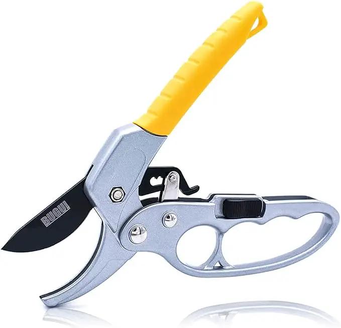 BUGUI 8" Ratchet Pruning Shears, 5 Times Cutting Power Than Normal Garden Scissors, Labor-Saving Design for Arthritis Weak Hands by GreenHaven Gardens