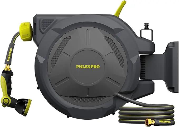 Retractable Garden Hose Reel 5/8 in x 75 ft Heavy Duty Automatic Water Hose Reel Wall Mounted with 10 Pattern Nozzle,Any Length Lock, Slow Return System, 180°Swivel Bracket by GreenHaven Gardens