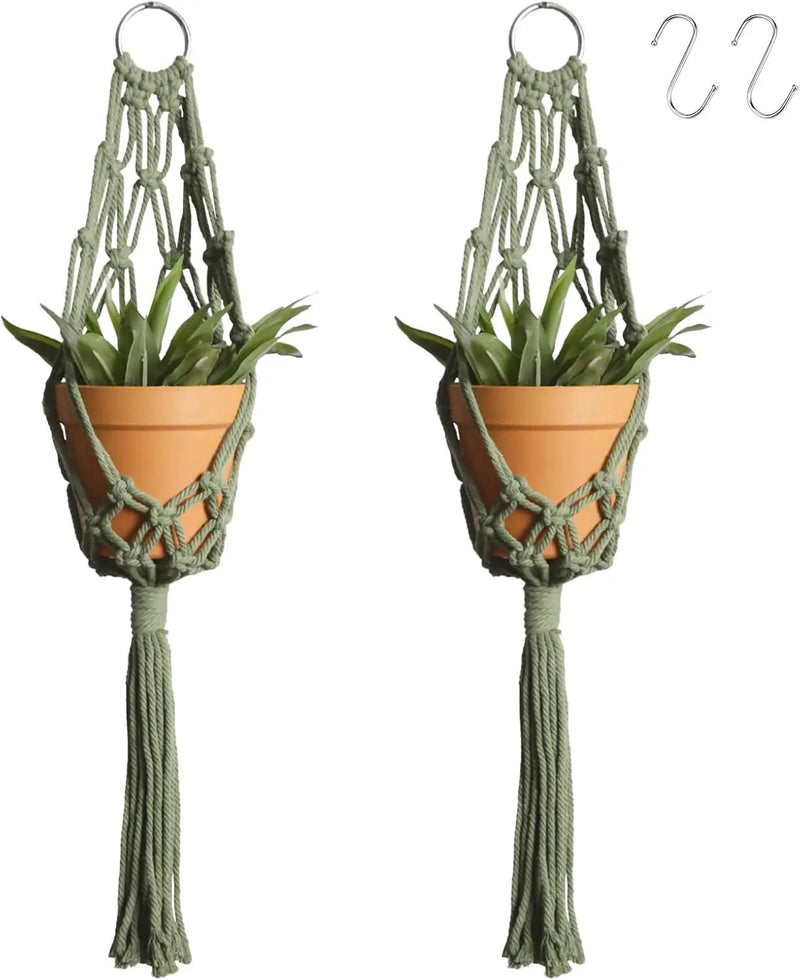 Artilady Macrame Hanging Planter for Indoor Plants, Boho Woven Plant Hanger Large Hanging Flower Pot Holders Outdoor Baskets Storage Green Wall Decor by GreenHaven Gardens