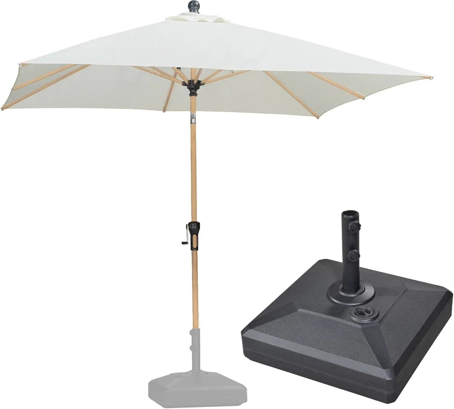 PURPLE LEAF 8' x 8' Square Outdoor Table Umbrella with Base Patio Umbrella Aluminum Market Umbrella with Push Button Tilt & Crank and 8 Ribs Outdoor Umbrella for Pool Backyard Beach, Cream by GreenHaven Gardens