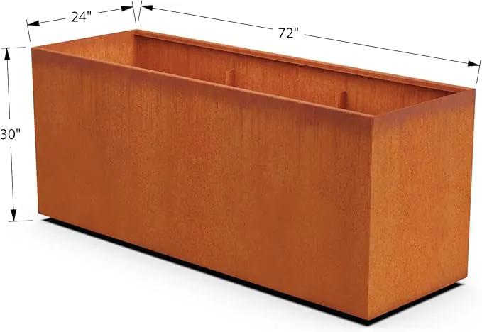 Corten Steel Planter Rectangle Outdoor Metal Garden Box Heavy Duty | Made in USA | Fully Assembled by GreenHaven Gardens