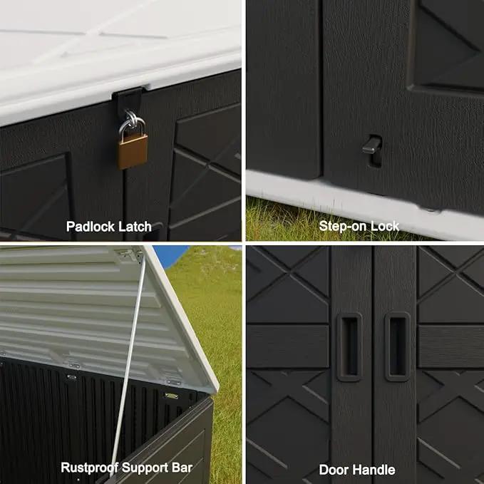 KINYING Larger Outdoor Storage Shed Weather Resistance, Resin Sheds & Outdoor Storage for Garden, Patios, Backyards, 48 Cu.Ft Tool Shed for Garbage Cans, Lawn Mower, Garden Tools,Black by GreenHaven Gardens