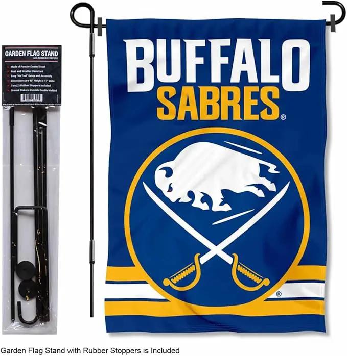 WinCraft Buffalo Sabres New Logo Garden Flag and Pole Stand Holder by GreenHaven Gardens