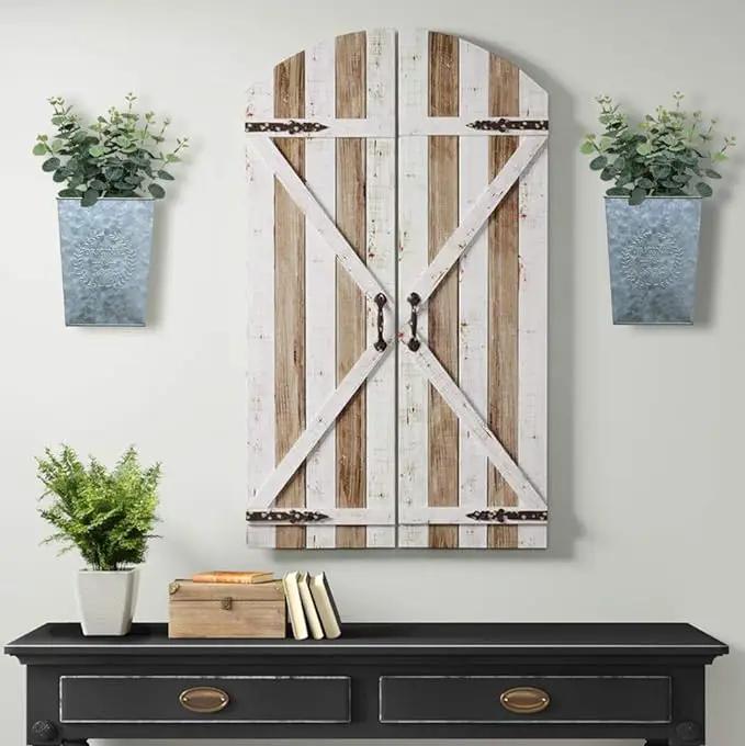 LESEN Galvanized Metal Wall Planter,Farmhouse Wall Decor Hanging Wall Vase Pocket Planters Flowers Holder Country Rustic Home Wall Decor,Set of 2 by GreenHaven Gardens