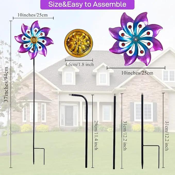 VEWOGARDEN Small Wind Spinners for Yard and Garden, Waterproof Metal Pinwheels Wind Spinners Outdoor Decor (Blue and Pink) by GreenHaven Gardens
