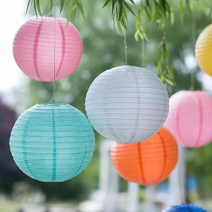 Foclover White Paper Lanterns 12 Pcs 14" Chinese Round Paper Hanging Decorations Ball Lanterns Lamps for Home Decorations, Parties, Birthdays and Weddings by GreenHaven Gardens