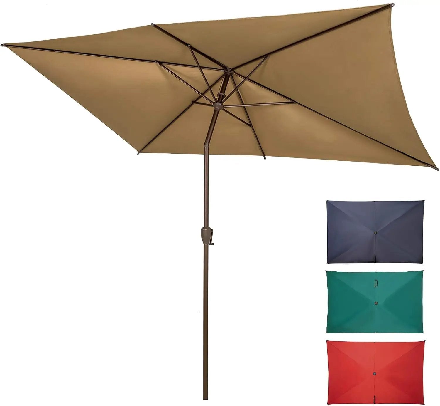 Ogrmar 6.5x10ft Patio Umbrella Rectangular Outdoor Table Umbrella with Crank & Push Button Tilt for Terrace, Backyard, Garden, Courtyard, Swimming Pool, Lawn (Tan) by GreenHaven Gardens