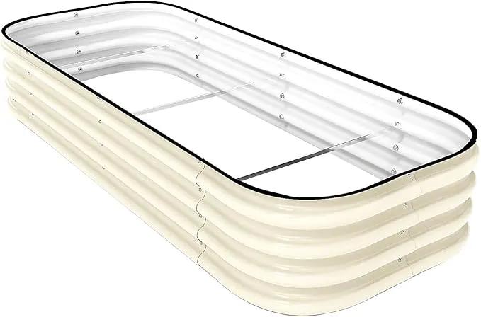 DaisyVibe Raised Garden Bed Kit, Planter Raised Garden Boxes Outdoor, Oval Large Metal Raised Garden Beds for Vegetables Flowers (White, 5ftx2ftx1ft) by GreenHaven Gardens