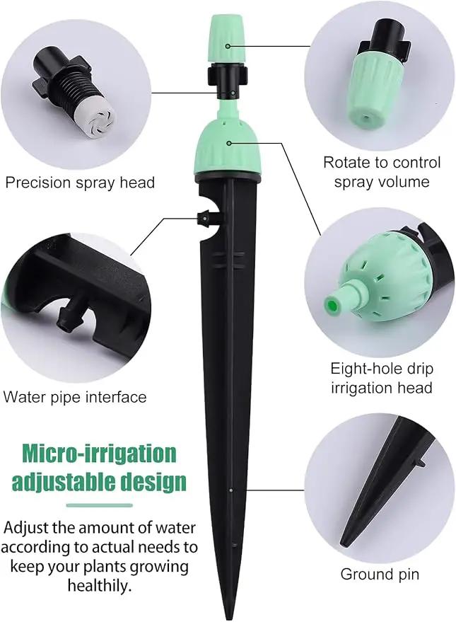 Kalolary 1/4 Inch Drip Irrigation Emitters, 20PCS Micro Spray Irrigation Drippers for 4/7mm Tube Adjustable 360 Degree Water Flow Sprinklers Garden Irrigation Sprayer for Potted Plants Watering System by GreenHaven Gardens