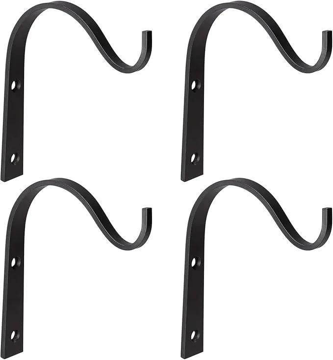 Mkono 4 Pack Iron Wall Hooks for Hanging Plant Lanterns, Plant Hanger Fence Metal Bracket for Bird Feeders, Wind Chimes, Mason Jar Sconces, Light Outdoor Indoor Rustic Home Decor, 6 Inch by GreenHaven Gardens