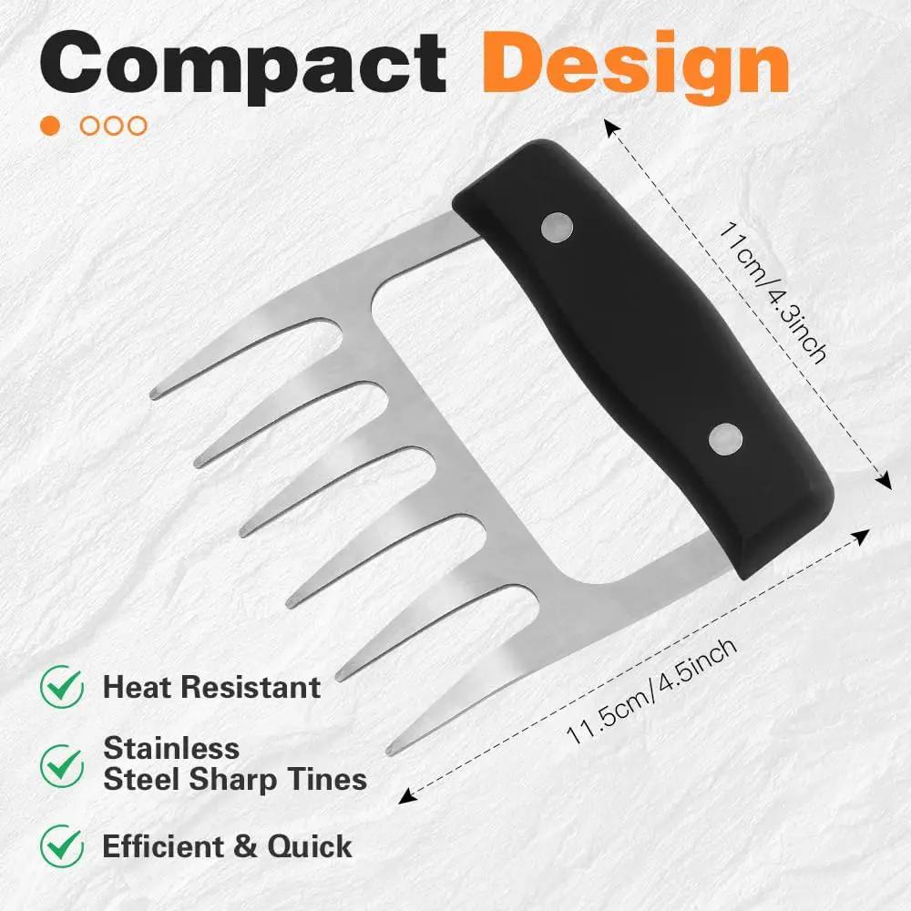 2 PCS Meat Shredder Claws, Stainless Steel Meat Claws, Metal Pulled Pork with Handle Turkey Pork Chicken Shredder Tool Accessories for Men Cooking Grilling BBQ Serving by GreenHaven Gardens