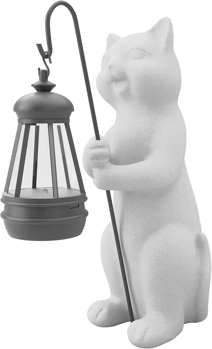 Solar Cat Garden Statue 10 Inch Porch Patio Decor for Outside Yard Decoration Outdoor Unique Housewarming Gardening Birthday Gifts for Cat Lovers Women Grandma by GreenHaven Gardens