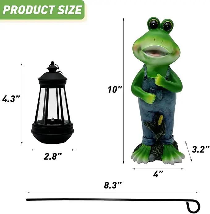 Solar Lantern Garden Statues Decor, Outdoor Frog Figurine Lights for Yard Patio Decoration - Unique Christmas Housewarming Gift for Grandma Wowen Mom by GreenHaven Gardens