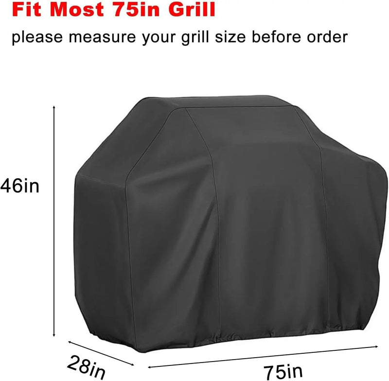 Grill Cover, 75-Inch Heavy Duty Waterproof UV Resistant BBQ Grill Cover for Outdoor Grill, Fit for Nexgrill Brinkmann Weber Char-Broil and More by GreenHaven Gardens