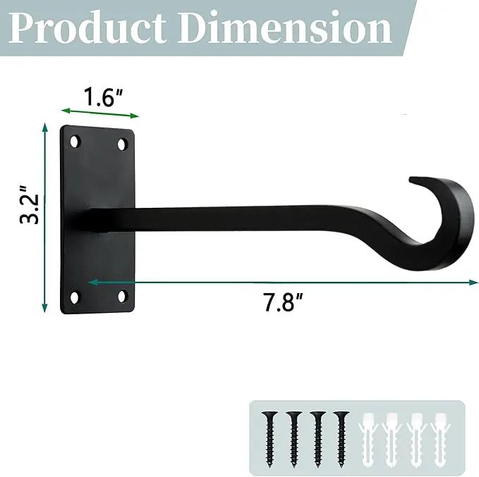 Qiang Ni Bird Feeder Hanger: 8-Inch Wall-Mounted Plant Bracket Outdoor - 2 Pieces Black Plant Hooks for Hanging Flower Baskets by GreenHaven Gardens