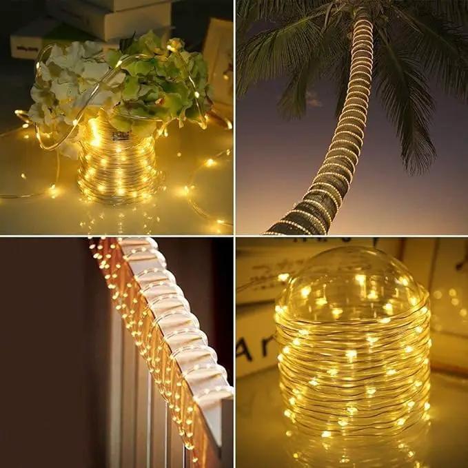 300 LED Solar Rope Lights Outdoor 99 FT Bright Solar Garden String Lights Durable 8 Modes Outdoor Fairy Lights Waterproof Solar Garden Decorative Lights for Fence Patio Decor (Warm) by GreenHaven Gardens