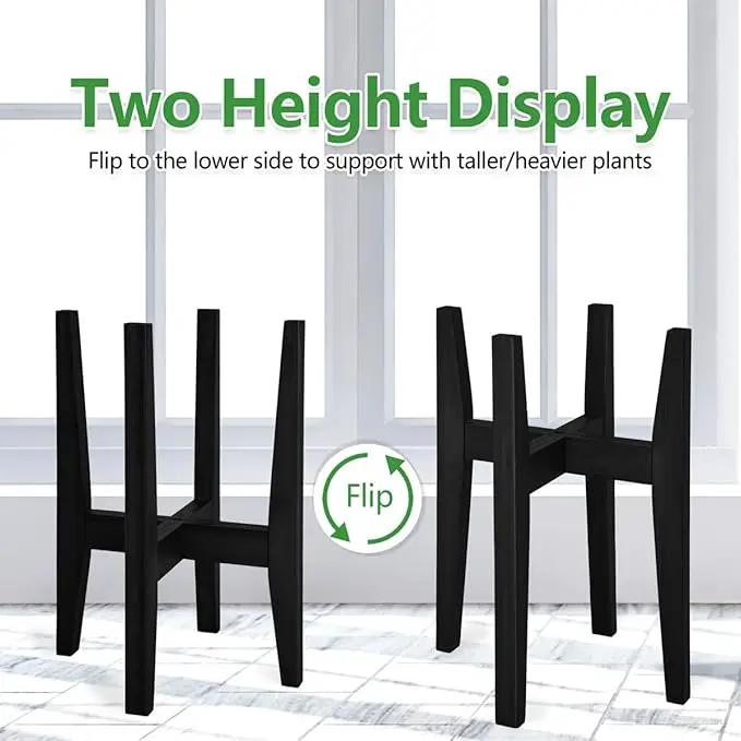 Plant Stand Indoor, Bamboo Plant Shelf, Adjustable Corner Plants Flower Holders Single Floor Plant Stand, Fits 8 to 12 Inches Pots,(Pot & Plant Not Included)(Black) by GreenHaven Gardens