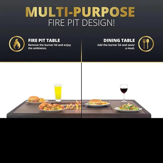 42" Outdoor Fire Pit Table for Patio, Propane Fire Pit Coffee Table with Square Base Patio Heater, CSA Certified, 50,000 BTU Stainless Steel Burner by GreenHaven Gardens