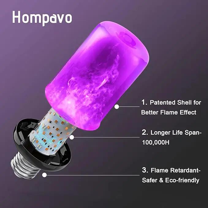 Hompavo 【Upgraded LED Flame Light Bulbs Halloween Decorations, 4 Modes Flickering Light Bulbs with Upside Down Effect, E26/E27 Flame Bulb for Christmas Party Home Indoor & Outdoor (4 Pack) by GreenHaven Gardens