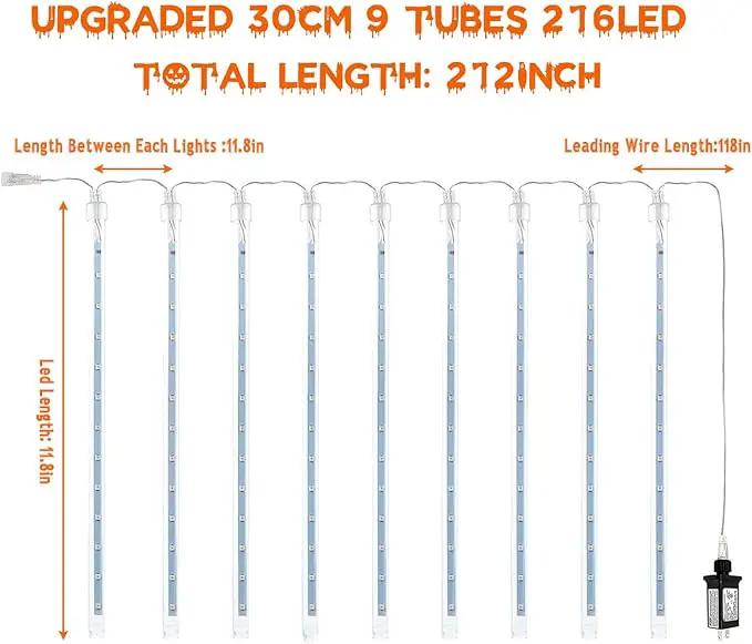 Outdoor Halloween Lights, 2-Pack Meteor Shower Lights Outdoor Waterproof, Total 432 LED 18 Tubes Snow Cascading String Lights Plug in for Party Garden Halloween Decorations (Orange Purple and Green) by GreenHaven Gardens