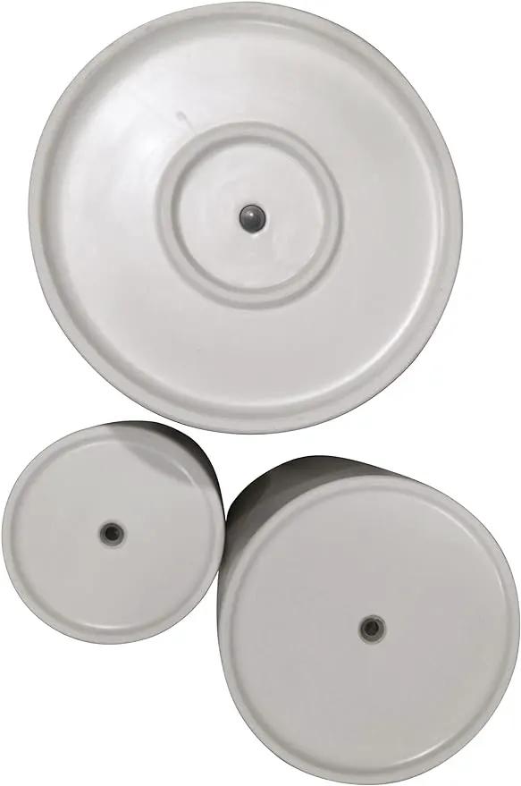 Amazon Basics Assorted Sizes Fluted Ceramic Round Indoor Outdoor Planters with Drainage, Set of 3, Modern Design, 6 inch, 8 inch, 10 inch, White by GreenHaven Gardens