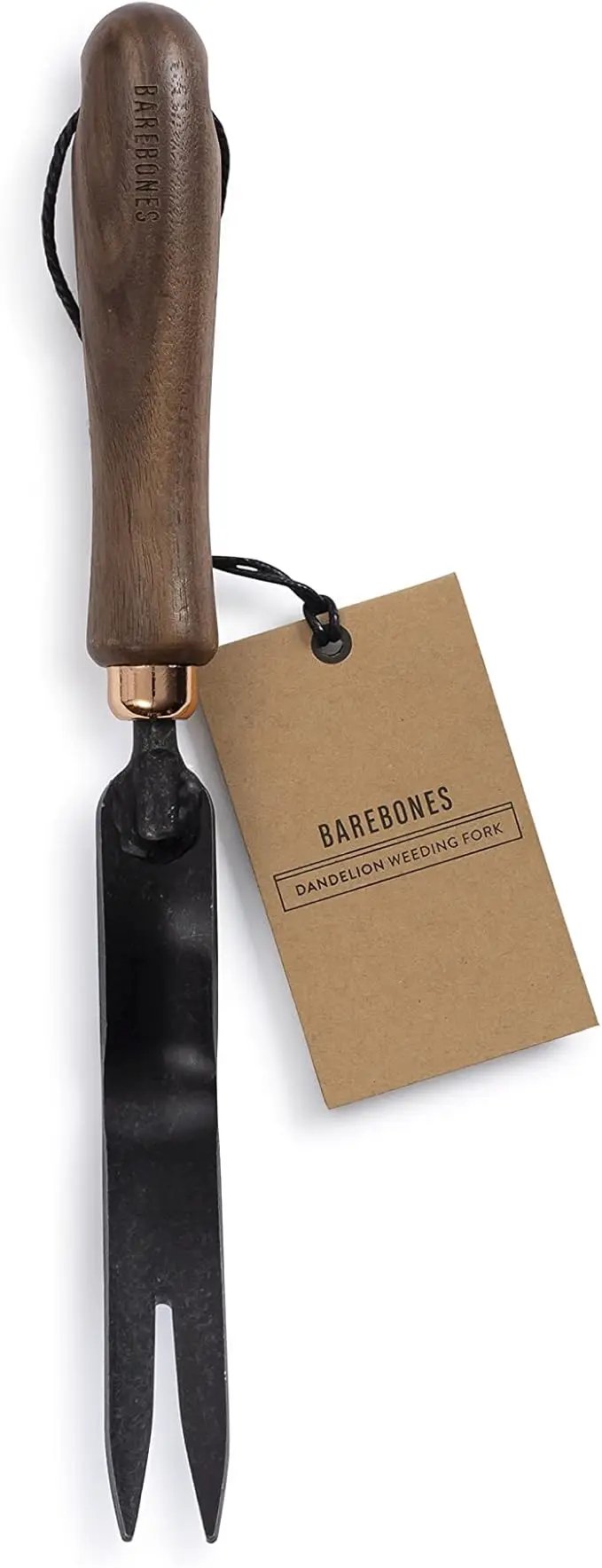Barebones Dandelion Weeding Fork - Gardening Hand Tools - Japanese Hand Weeder, Weed Puller, and Weed Remover Tool (Walnut/Black) by GreenHaven Gardens