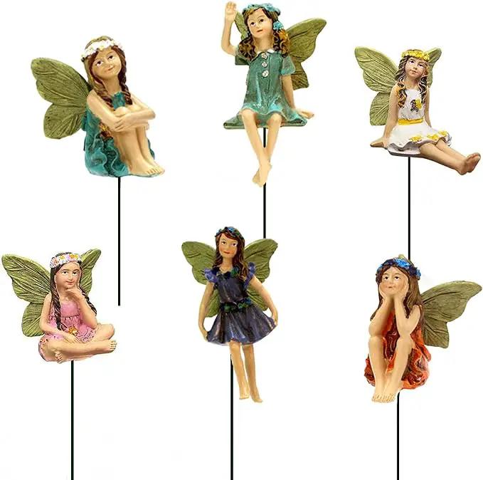 Fairy Garden Accessories Outdoor Indoor, 6pcs Miniature Fairies Figurines for Pot Plants and Mini Garden Lawn Decorations by GreenHaven Gardens