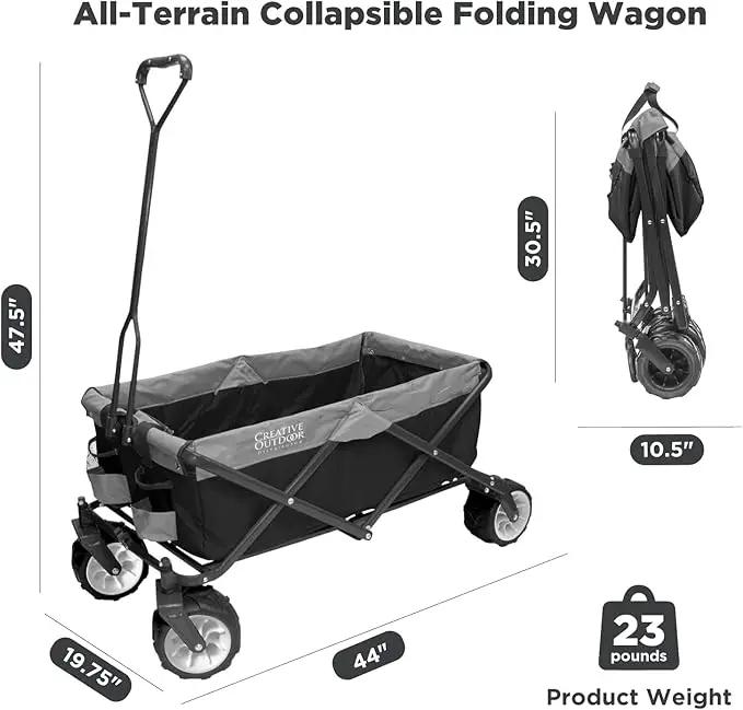 Creative Outdoor Push Pull Hauler Wagon for Kids, 200lbs Weight Capacity, All-Terrain Collapsible and Portable Folding Cart, Beach, Park, Garden, Camping & Tailgate by GreenHaven Gardens