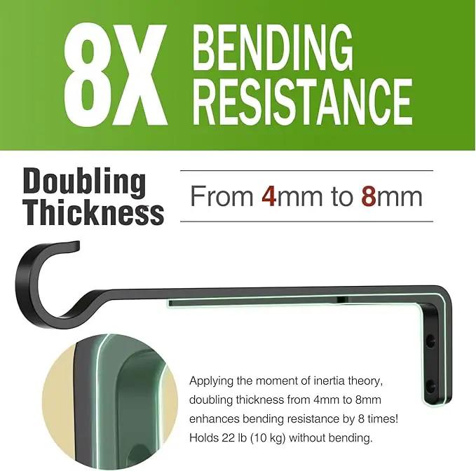 10 Inch 2 Pack Black Heavy Duty Outdoor Plant Hangers for Hanging Baskets, Iron Hanging Plant Brackets for Hanging Plants Outside, Metal Plant Hooks Plant Wall Hooks for Hanging Lantern, Bird Feeder by GreenHaven Gardens