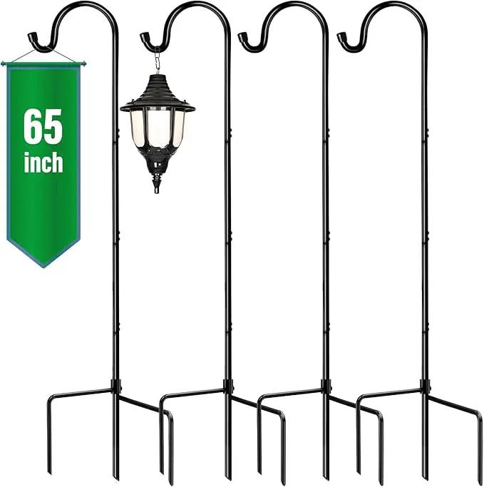 GOFORWILD Shepherd’s Hooks 4 Pack Black, 65 inches Tall, Made of Premium Metal for Garden Decor, Plant Hanger, Lantern Hook, Garden Stake and Wedding Decor, 7016 by GreenHaven Gardens