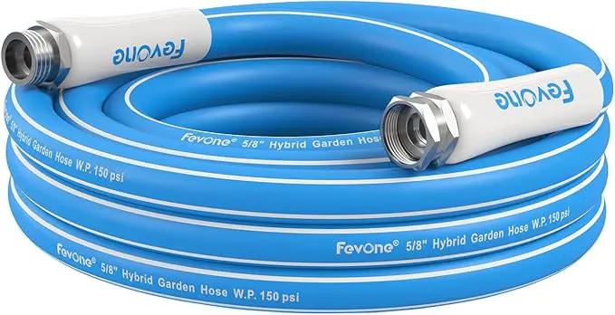 Fevone 12 ft Garden Hose, Heavy Duty Water Hose, Hybrid Polymer, Kink Resistance, Flexible, Durable, Leak Free, Aluminum Fittings, 3/4" GHT, 5/8" ID, 600 Psi, Drinking Water Safe by GreenHaven Gardens