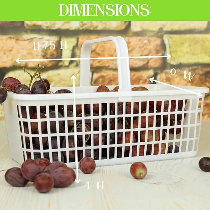 6 Pack – 4 Quart/Half Peck White Plastic Garden Basket for Gathering Vegetables and Fruits – Harvest Apples, Berries, Peaches or Tomatoes by GreenHaven Gardens