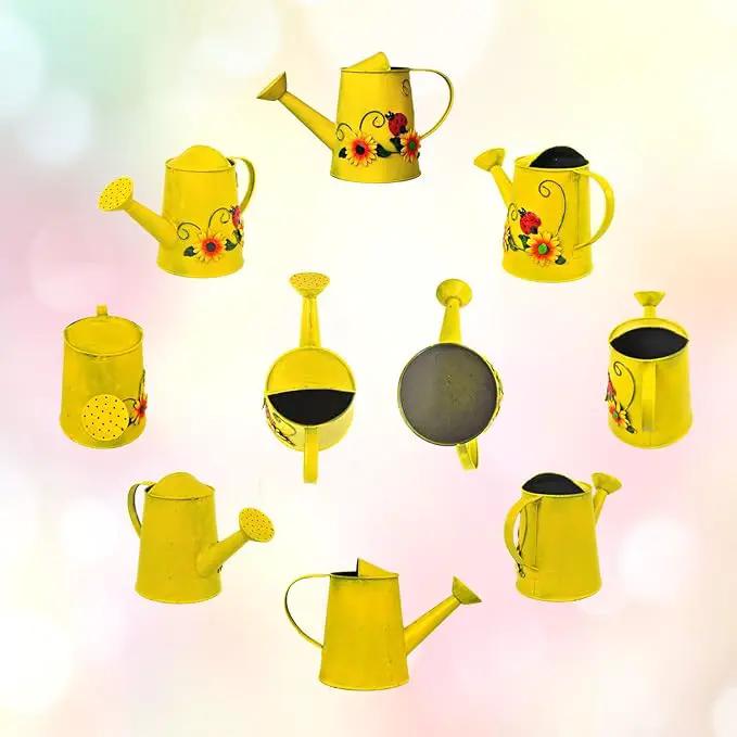 Decorative Sunflower & Ladybug Metal Watering Can (Vol: 4 Cups) | Small Yellow Watering Can | Garden Décor Housewarming Gift for Mother Women Friends Gardeners by GreenHaven Gardens