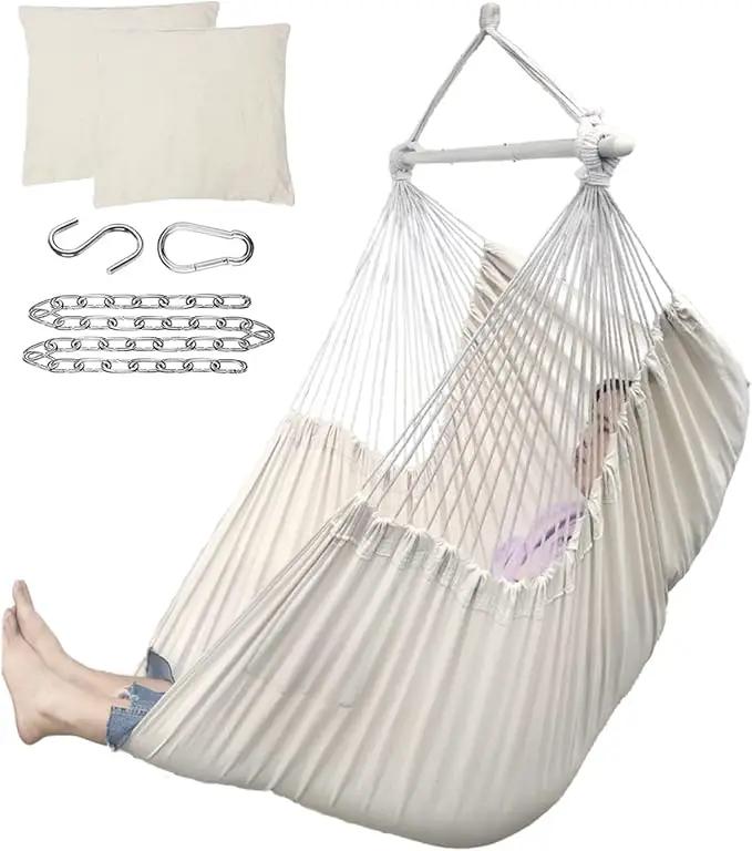 ADVOKAIR Hammock Chair Hanging Chair Rope Swing XXL - Max 500lbs, 70in Large Hammock Swing Chair -Portable Steel Spreader Bar with Anti-Slip Rings-Roomy & Strong by GreenHaven Gardens