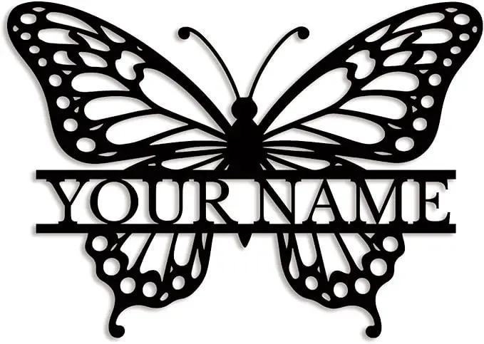 Custom Butterfly Metal Sign,Personalized Butterfly House Number Signs,Personalized Gardener Name Sign,Garden Patio Wall Decor (Style-1) by GreenHaven Gardens