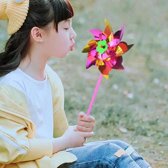 100pcs Plastic Rainbow Pinwheel,Windmill Party Pinwheels DIY Pinwheels Set for Kids Toy Garden Lawn Party Decor (100) by GreenHaven Gardens