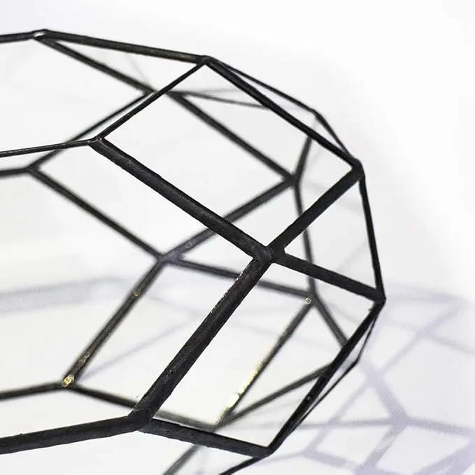 Ferrisland Handmade 10" Large Glass Terrarium Irregular Geometric Planter Indoor Air Plants Holder Window Balcony Display Succulent Flower Pot, Black by GreenHaven Gardens