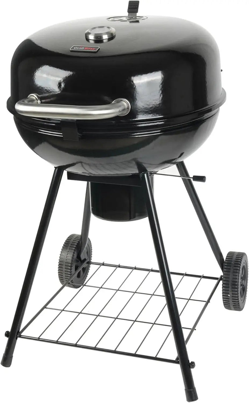 Grill Boss Charcoal Kettle Grill with Large 22-Inch Cooking Area - Includes Warming Rack, Bottom Storage Shelf, Ash Catcher & Wheels for Outdoor BBQ, Tailgating, Camping & Backyard Grilling by GreenHaven Gardens