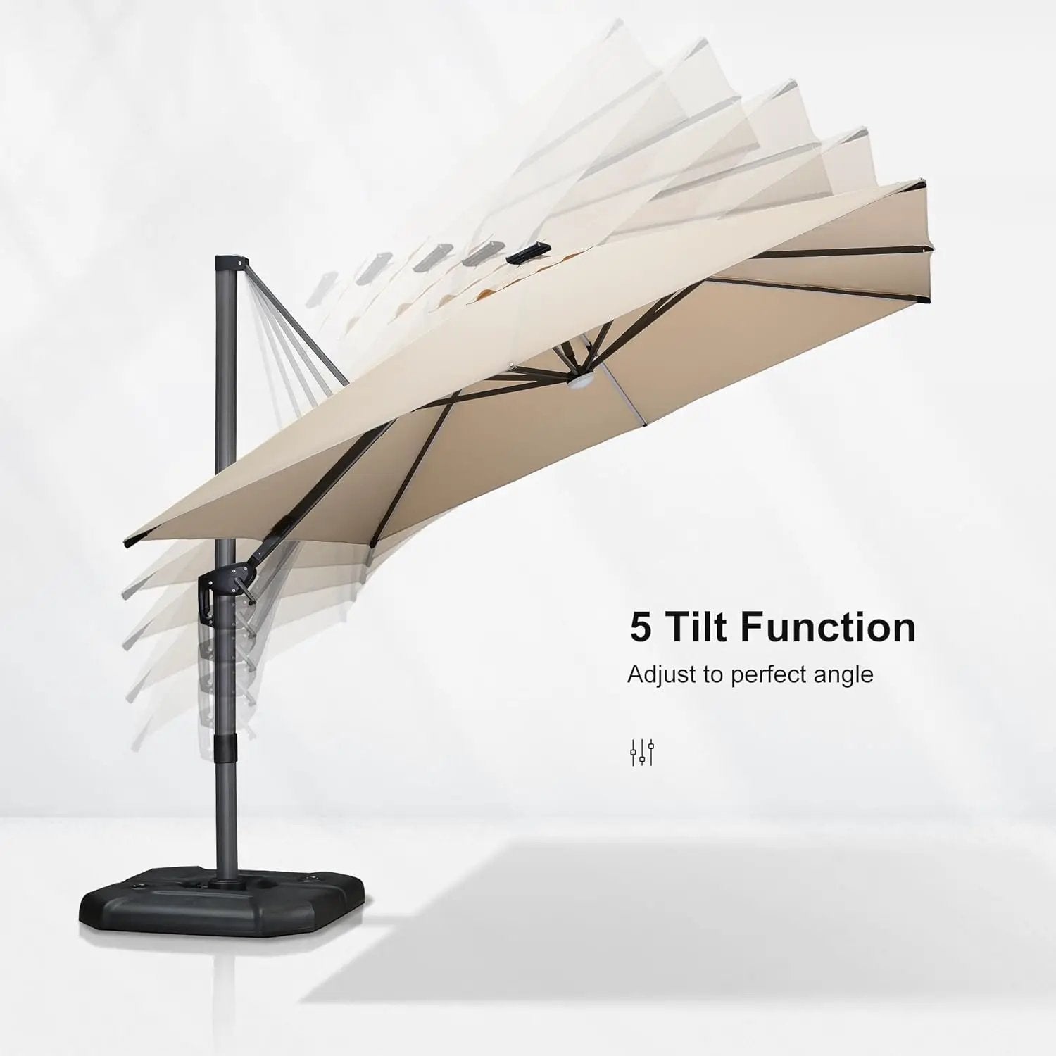 PURPLE LEAF 10 Feet Patio Umbrella Outdoor Cantilever Solar Powered LED Square Umbrella Aluminum Offset Umbrella with 360-degree Rotation for Garden Deck Pool Patio, Beige by GreenHaven Gardens