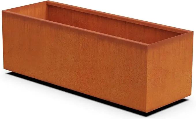 Corten Steel Planter Rectangle Outdoor Metal Garden Box Heavy Duty | Made in USA | Fully Assembled by GreenHaven Gardens